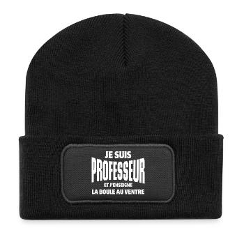 professeur, enseignant, école - Beanie recyclé à patch - noir - Devant