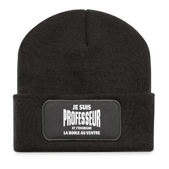 professeur, enseignant, école - Beanie recyclé à patch - charbon - Devant