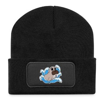 Sceau de morse - Beanie recyclé à patch - noir - Devant