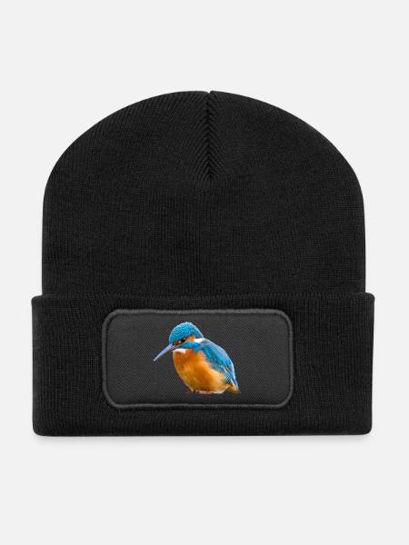 Eisvogel Kingfisher Alcedo Atthis Vogel Natur - Recycelte Patch Beanie - Schwarz