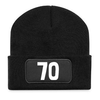 70. 70 ANS. 70e ANNIVERSAIRE. ANNIVERSAIRE 70 ANS. - Beanie recyclé à patch - noir - Devant