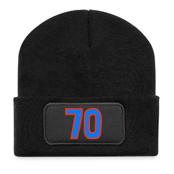 70. 70 ANS. 70e ANNIVERSAIRE. ANNIVERSAIRE 70 ANS. - Beanie recyclé à patch - noir - Devant