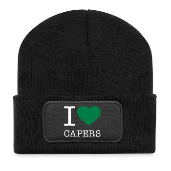 I LOVE CAPERS Kapern - Recycelte Patch Beanie - Schwarz - Vorne
