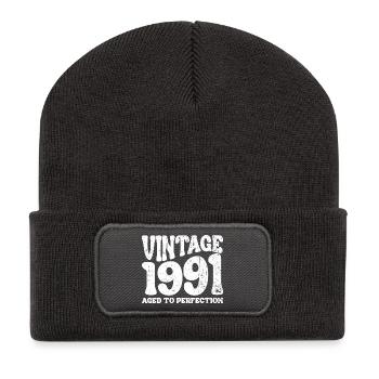 Jahrgang 1991 - Recycelte Patch Beanie - Dunkelgrau - Vorne