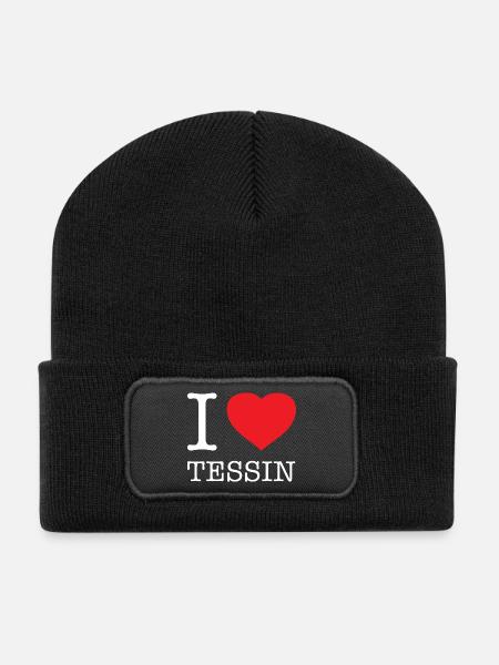 I LOVE TESSIN - Recycelte Patch Beanie - Schwarz