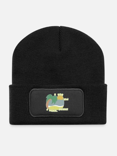Soleil et plage - Beanie recyclé à patch - noir