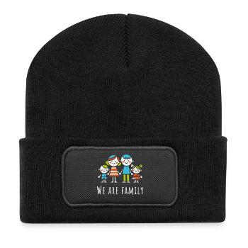 We Are Family Father Mother Children Love, Mother's Day - Recycled Patch Beanie - black - Front