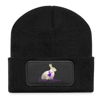 Ostern Frohe Ostern - Recycelte Patch Beanie - Schwarz - Vorne