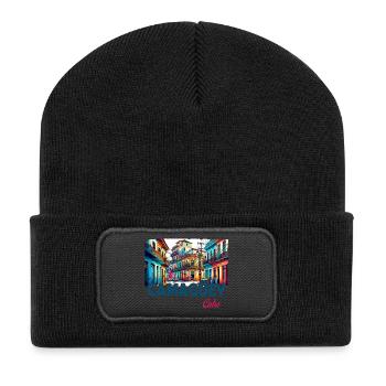 Camagüey Kuba Karibik Design - Recycelte Patch Beanie - Schwarz - Vorne