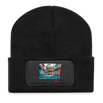 Camagüey Kuba Karibik Design - Recycelte Patch Beanie - Schwarz - Vorne