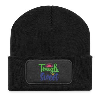 Hart aber süß - Recycelte Patch Beanie - Schwarz - Vorne