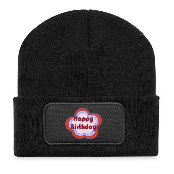HAPPY BIRTHDAY. HAPPY BIRTHDAY. ANNIVERSARY. - Recycled Patch Beanie - black - Front