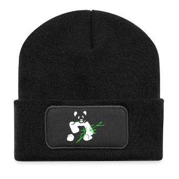 Panda with bamboo - Recycled Patch Beanie - black - Front