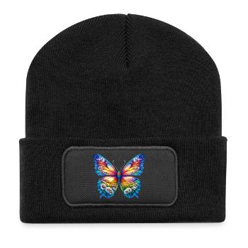 Butterfly flowers daisy daisies - Recycled Patch Beanie - black - Front