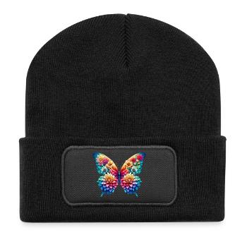 Schmetterlingsblumen Dahlien Dahlien - Recycelte Patch Beanie - Schwarz - Vorne