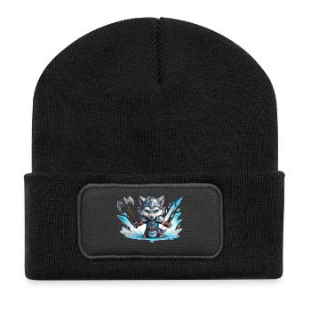 Viking Wolf Warrior - Recycelte Patch Beanie - Schwarz - Vorne