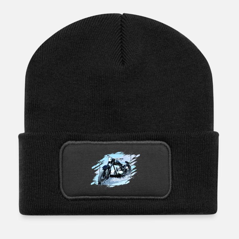 125 Zschopau DDR Motorrad - Recycelte Patch Beanie - Schwarz