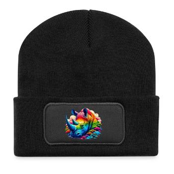 Rhinocéros - Beanie recyclé à patch - noir - Devant
