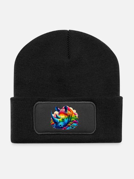 Nashorn - Recycelte Patch Beanie - Schwarz