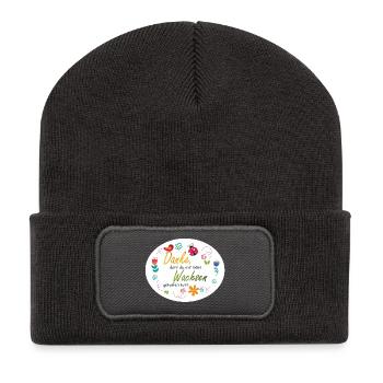 Saying Daycare Farewell - Thank You - Colorful Flowers - Recycled Patch Beanie - dark grey - Front