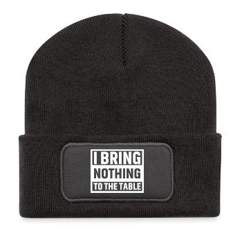 Ich bringe nichts auf den Tisch - Recycelte Patch Beanie - Dunkelgrau - Vorne