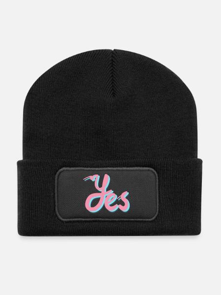 Yes women's fashion that empowers you - Recycled Patch Beanie - black