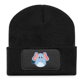 Elefant Ostern Osterei - Recycelte Patch Beanie - Schwarz - Vorne