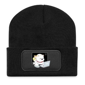 Dog Korean - Japanese Style 05 - Recycled Patch Beanie - black - Front