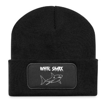 Requin blanc - Beanie recyclé à patch - noir - Devant