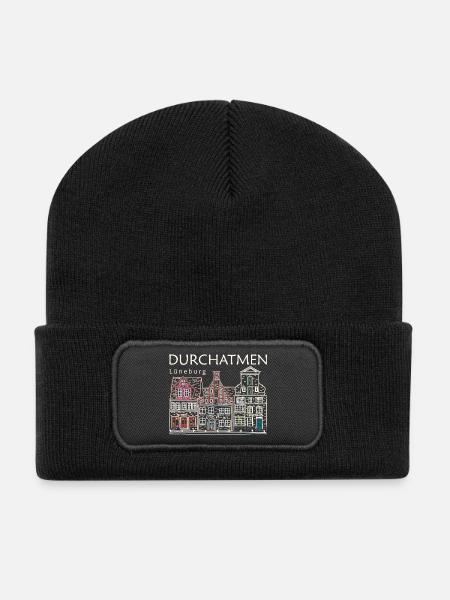Lüneburg, Durchatmen, Stintmarkt Deutschland - Recycelte Patch Beanie - Schwarz