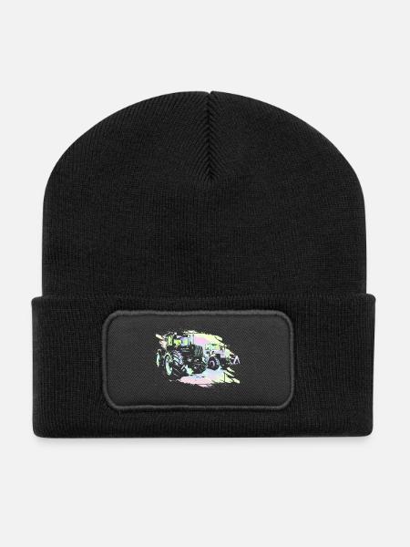 Vieux tracteurs - Beanie recyclé à patch - noir