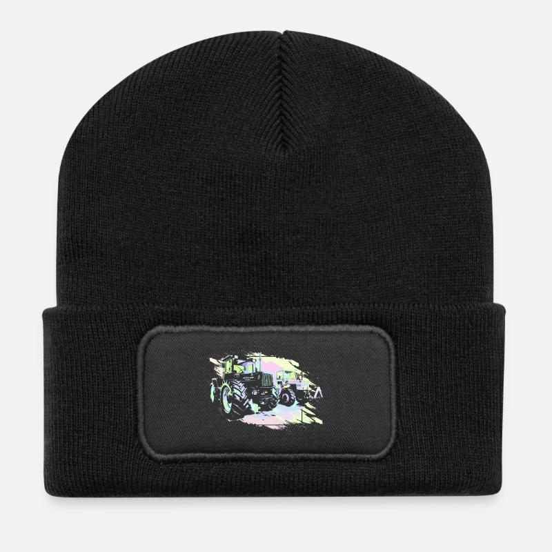 Vieux tracteurs - Beanie recyclé à patch - noir