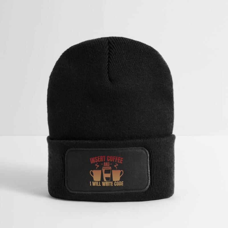 Throw in coffee and write code Recycled Patch Beanie