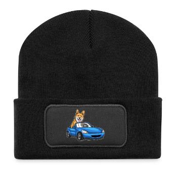 Corgi Auto - Recycelte Patch Beanie - Schwarz - Vorne