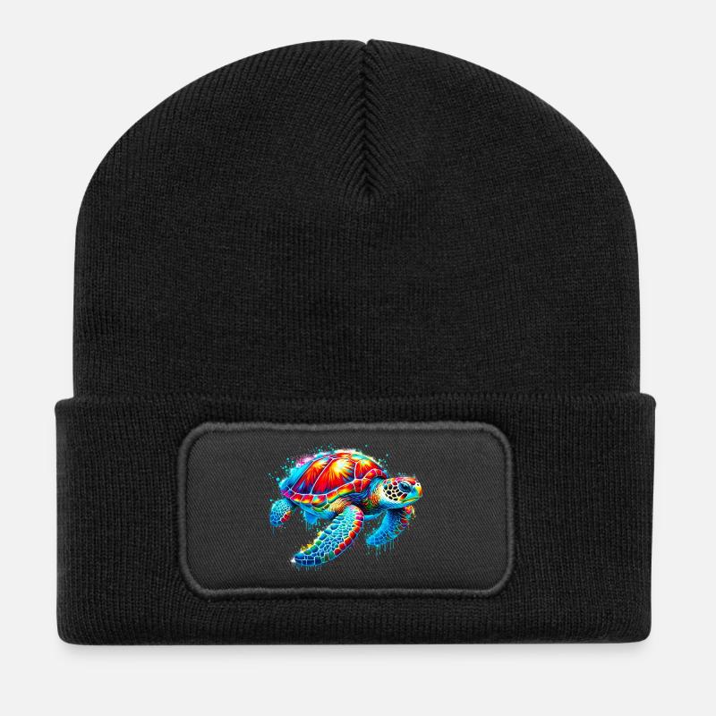 Tortue - Beanie recyclé à patch - noir