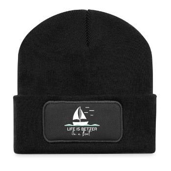 Life is better on a boat sailing yacht harbour - Recycled Patch Beanie - black - Front