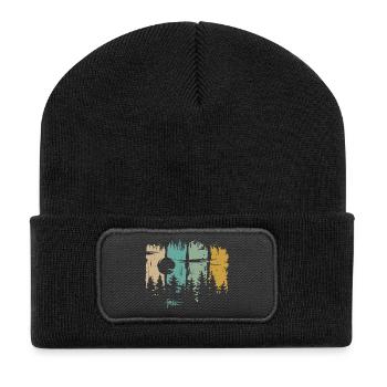 Retro Moon & Forest Design – Free Lettering & Nature - Recycled Patch Beanie - black - Front