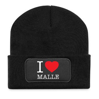 I LOVE MALLE - Recycelte Patch Beanie - Schwarz - Vorne
