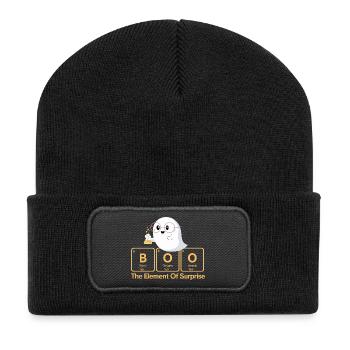 Elementar Boo Ghost T-Shirt - Recycelte Patch Beanie - Schwarz - Vorne