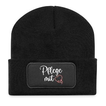 Pflege Krankenschwester - Recycelte Patch Beanie - Schwarz - Vorne