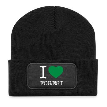I LOVE FOREST - Recycelte Patch Beanie - Schwarz - Vorne
