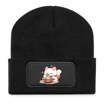 Chats spaghetti - Le chat s’amuse avec le passé - Beanie recyclé à patch - noir - Devant