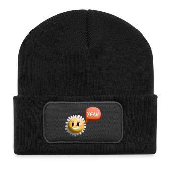 sonne yeah 3d - Recycelte Patch Beanie - Schwarz - Vorne