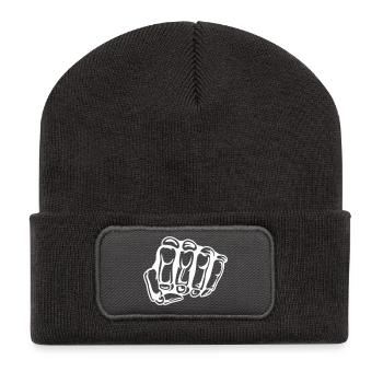 poing de crâne - Beanie recyclé à patch - charbon - Devant