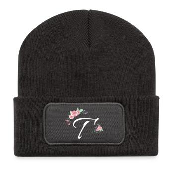 Brief und Blumen - Recycelte Patch Beanie - Dunkelgrau - Vorne