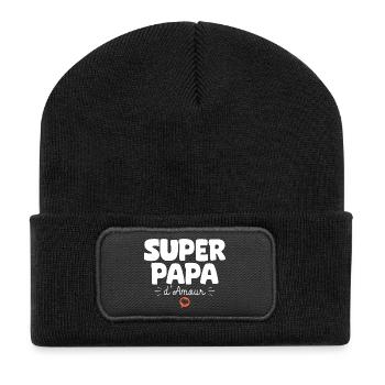 Papa drôle Fête des Pères Super papa d'amour - Beanie recyclé à patch - noir - Devant