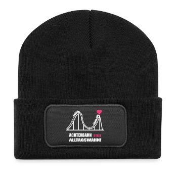 Des montagnes russes au lieu de la folie quotidienne - Beanie recyclé à patch - noir - Devant