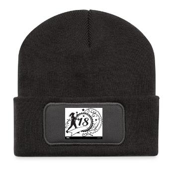 Conception de test 18 Plus - Beanie recyclé à patch - charbon - Devant