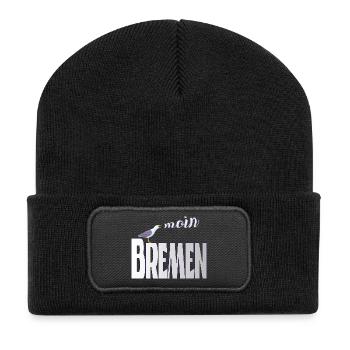 Bremen Möwe & Moin Design - Recycelte Patch Beanie - Schwarz - Vorne
