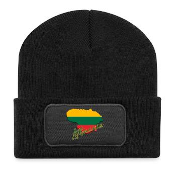 Map of Lithuania, flag of Lithuania - Recycled Patch Beanie - black - Front